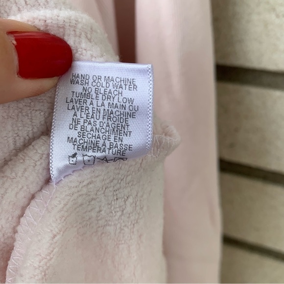 Wildfox Pink Hutton Lace-Up Hoodie Oversized Sweatshirt Raw Hem Blush Size Small - Picture 10 of 10